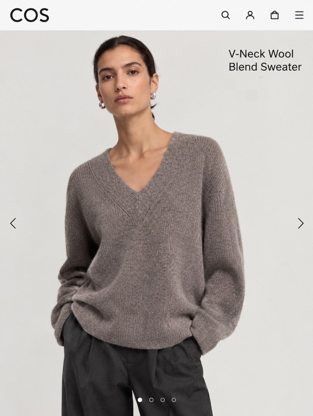 COS Alpaca and Wool Blend Relaxed V-Neck Sweater